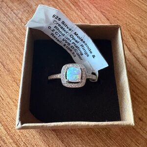 Opal and Moissanite Silver Ring